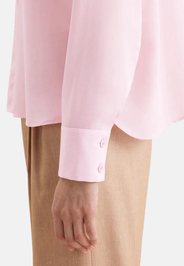 Shirt blouse with high sleeve slits made of 100% silk in Rosa |  Seidensticker Onlineshop