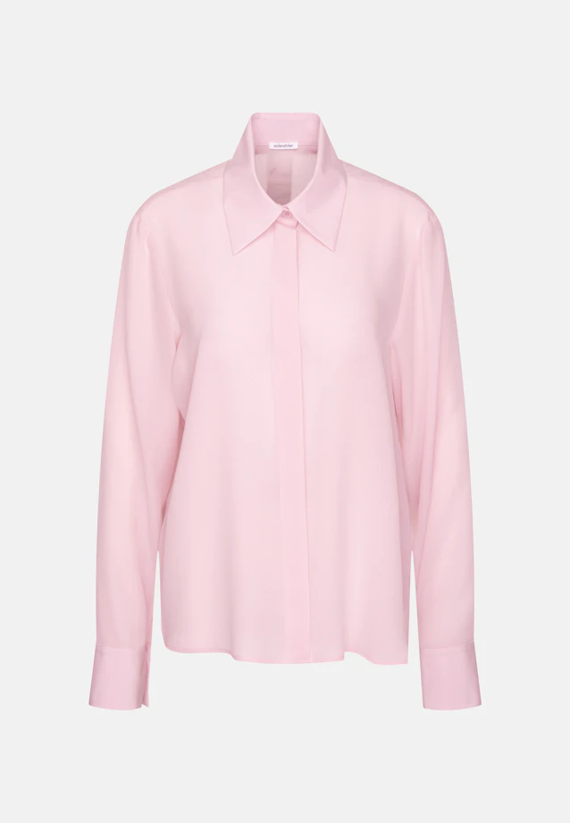 Shirt blouse with high sleeve slits made of 100% silk in Rosa |  Seidensticker Onlineshop