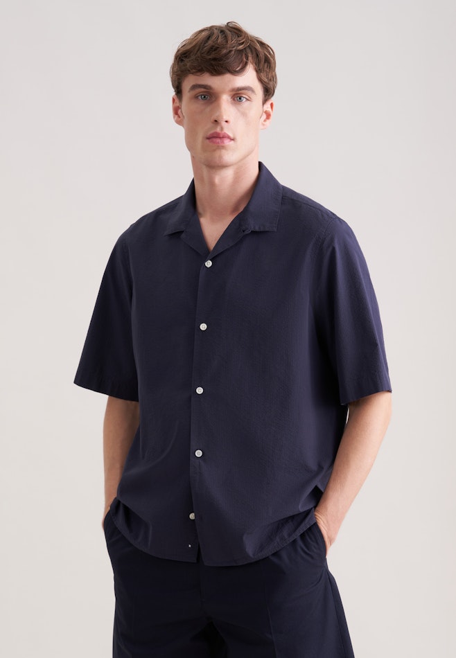 Regular Chemise resort Uni dans Bleu Foncé | Boutique en ligne Seidensticker