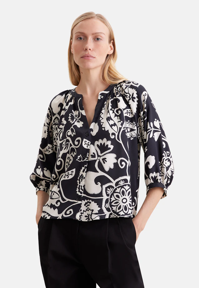 Satinierte Tunika mit Raglanärmeln in Schwarz |  Seidensticker Onlineshop