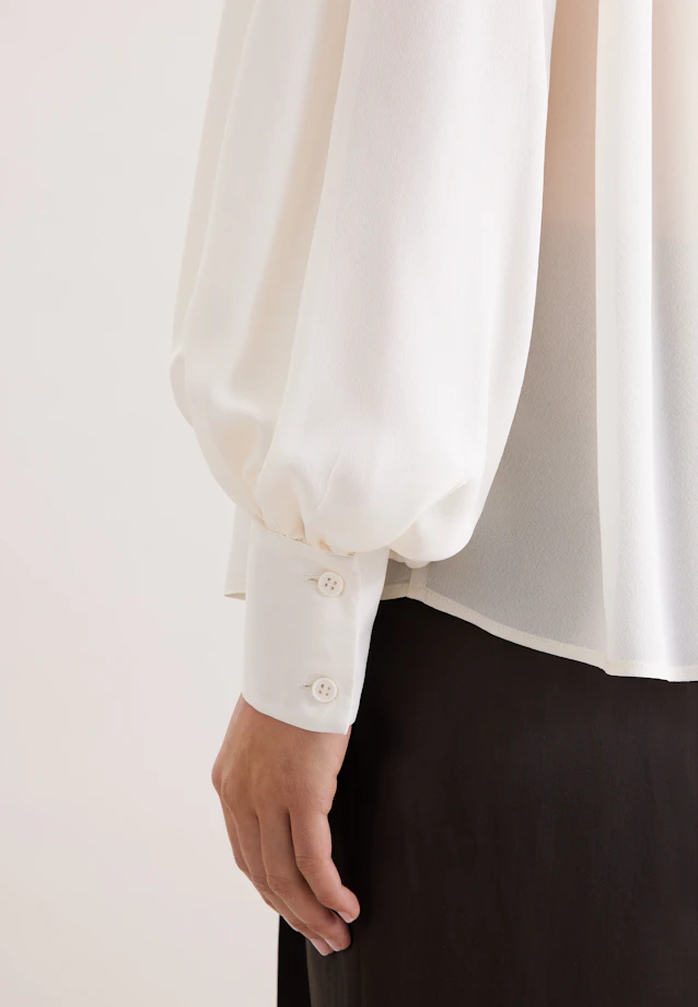 Hemdbluse mit Kräuseln und Volumenärmeln in Weiß |  Seidensticker Onlineshop
