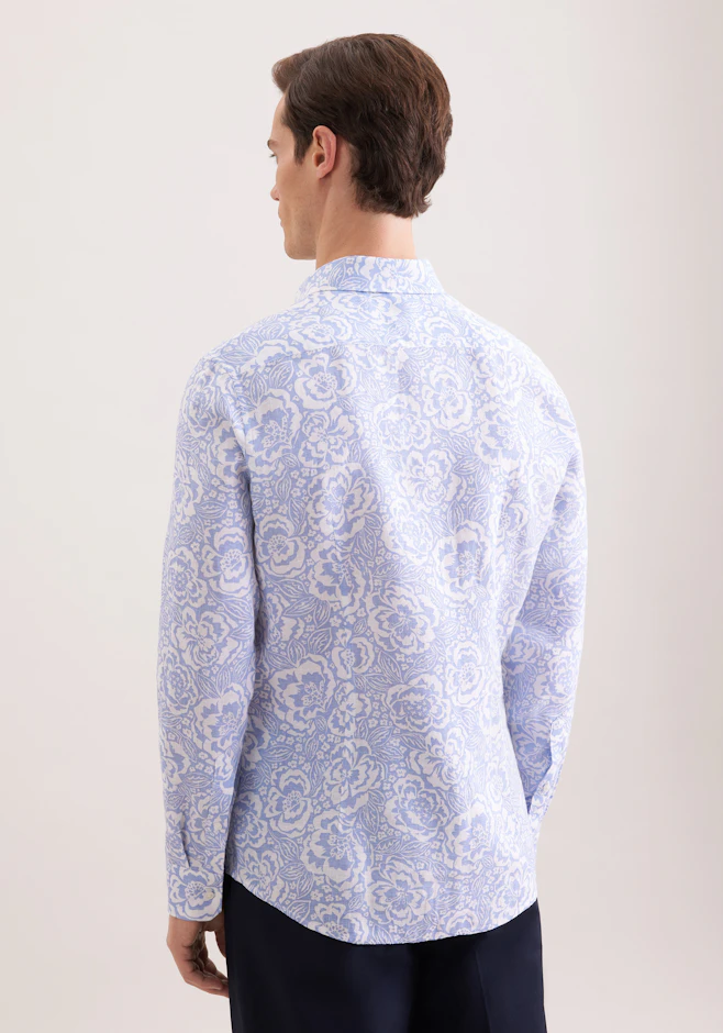 Slim Leinenhemd Druck in Hellblau | Seidensticker Onlineshop