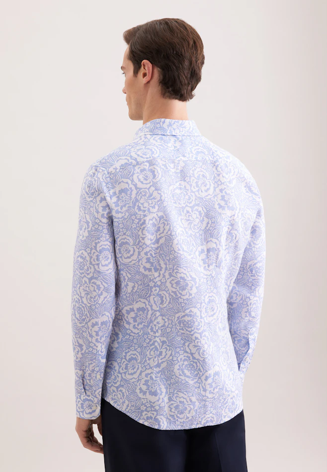 Slim Linen shirt Print in Hellblau | Seidensticker online shop
