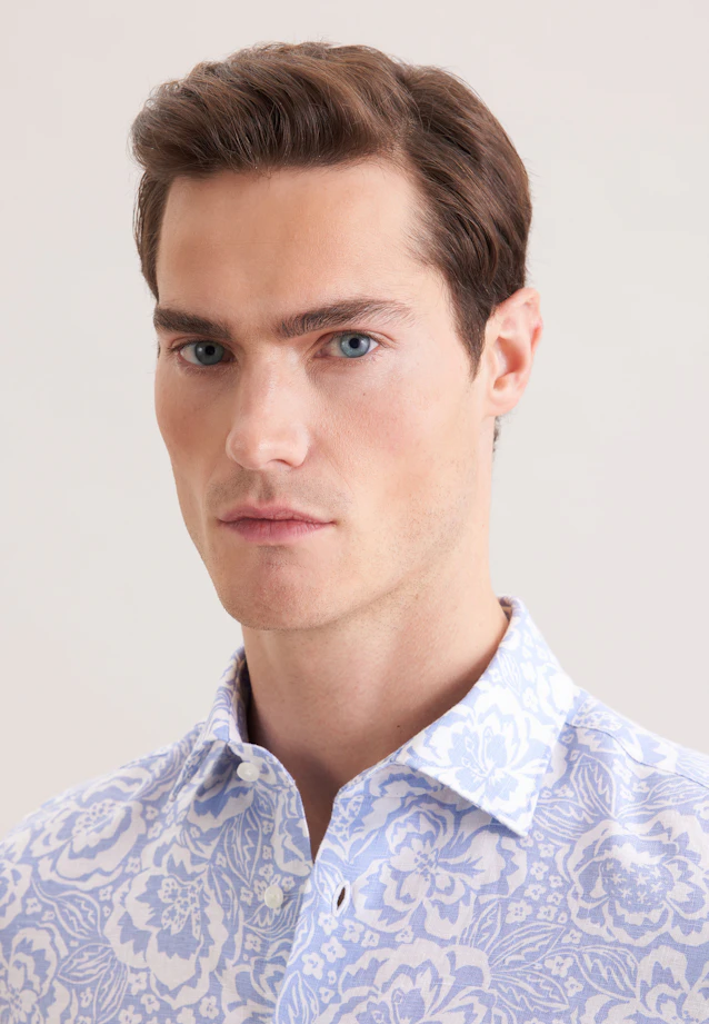 Slim Chemise en lin Imprimé in Bleu Clair |  Seidensticker Onlineshop