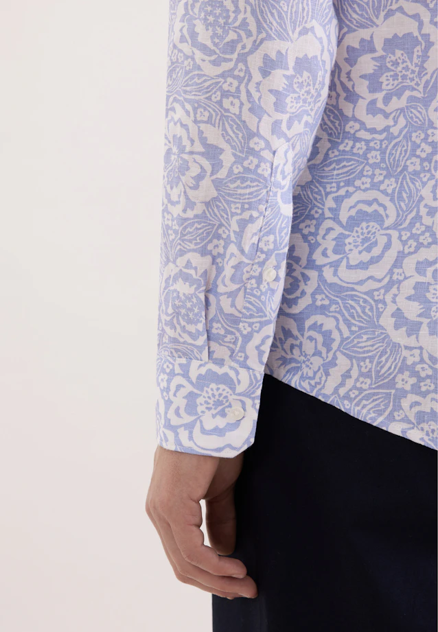Slim Chemise en lin Imprimé in Bleu Clair |  Seidensticker Onlineshop