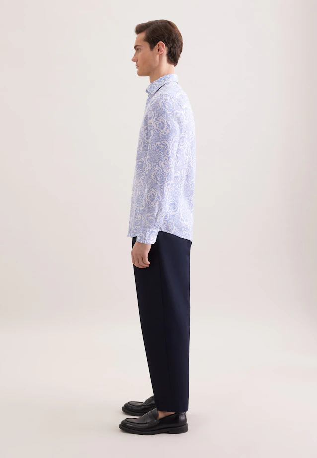 Slim Chemise en lin Imprimé in Bleu Clair |  Seidensticker Onlineshop