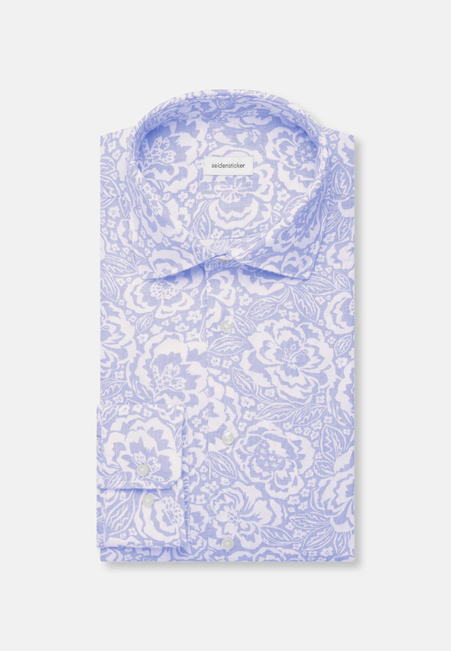 Slim Chemise en lin Imprimé dans Bleu Clair | Boutique en ligne Seidensticker