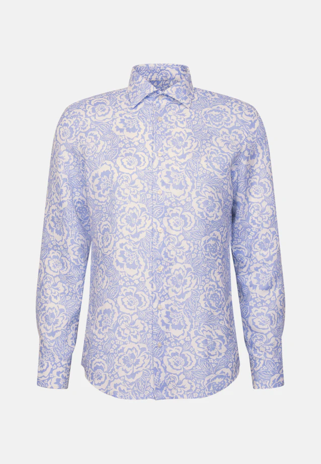 Slim Chemise en lin Imprimé in Bleu Clair |  Seidensticker Onlineshop
