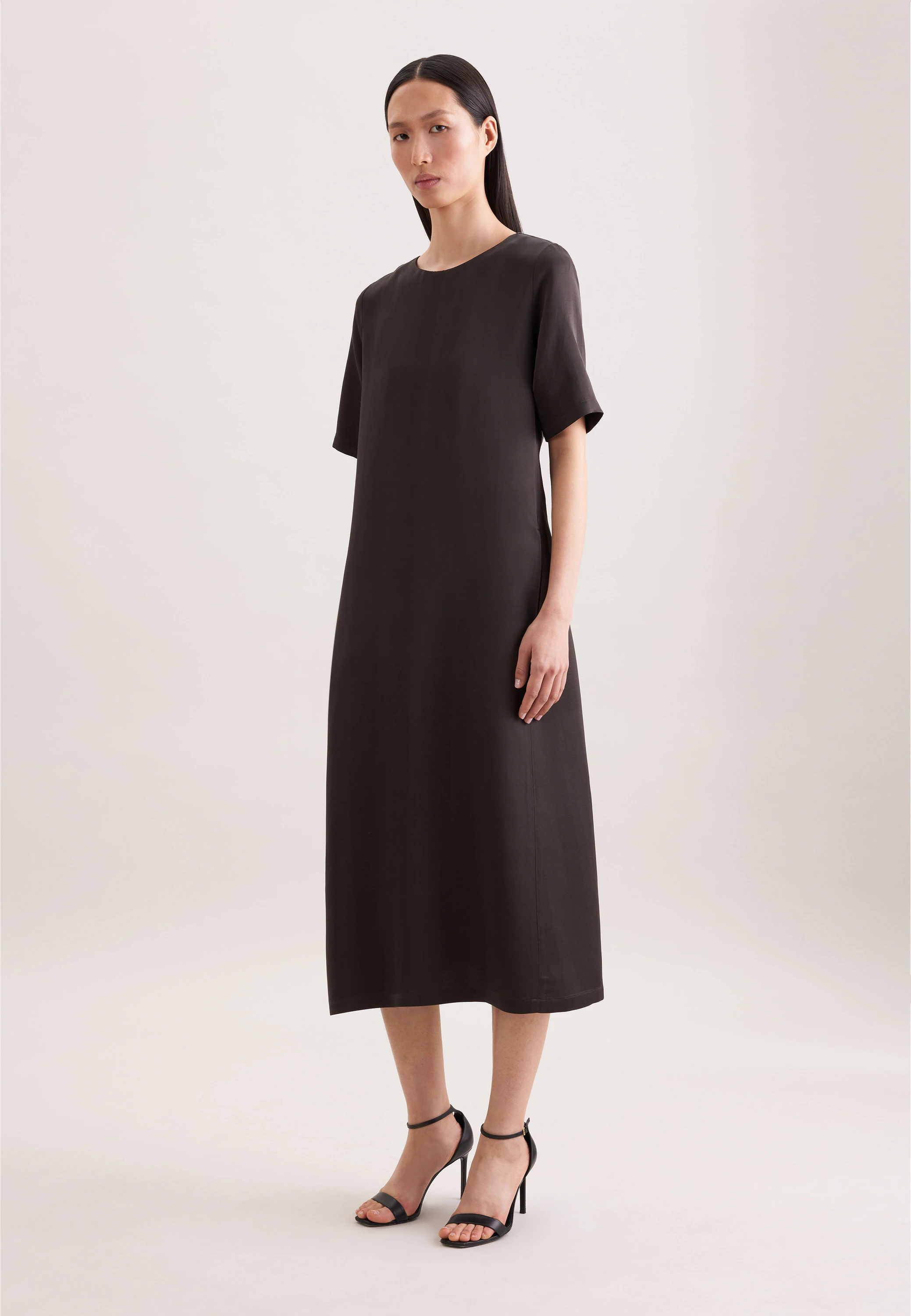 Shirtkleid in A- Linie aus Leinen Mix Braun 40