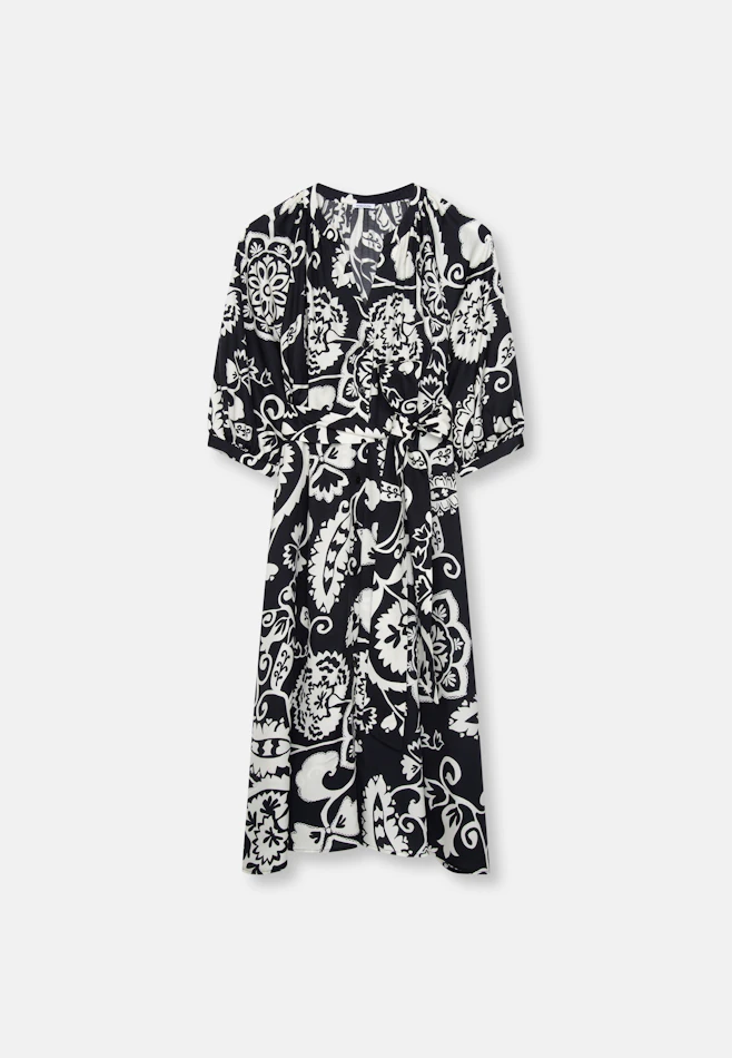 Satiniertes Tunikakleid mit Taillengürtel in Schwarz | Seidensticker Onlineshop