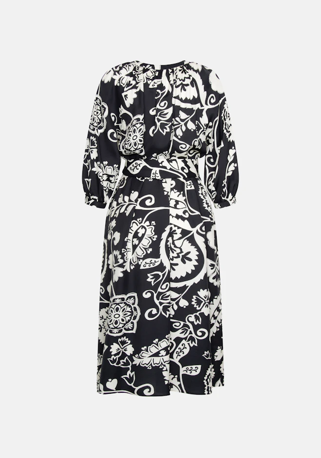 Satiniertes Tunikakleid mit Taillengürtel in Schwarz | Seidensticker Onlineshop