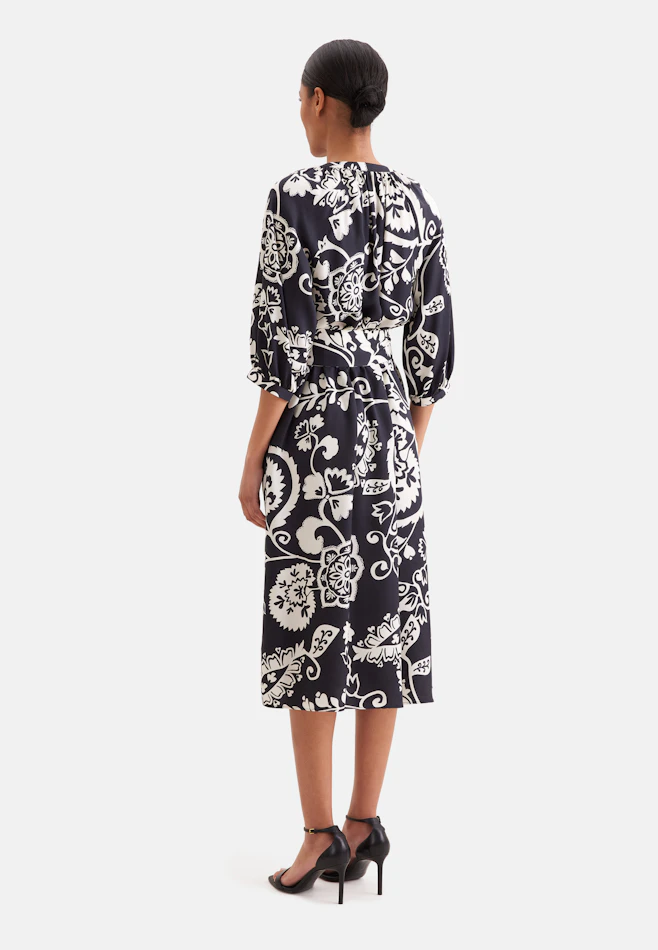 Satin tunic dress with waist belt in Schwarz | Seidensticker online shop