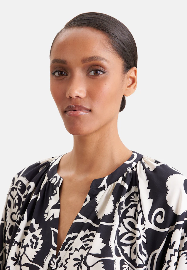 Satin tunic dress with waist belt in Schwarz |  Seidensticker Onlineshop