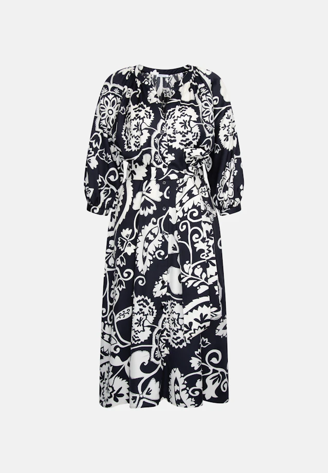 Satin tunic dress with waist belt in Schwarz |  Seidensticker Onlineshop