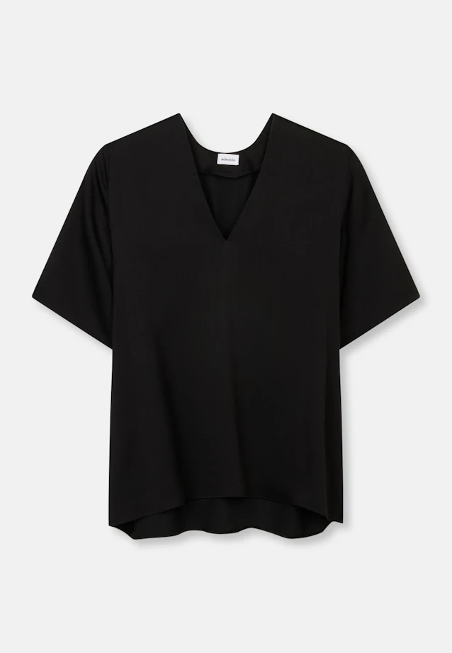 Blouse shirt with V-neck made of satin in Schwarz |  Seidensticker Onlineshop