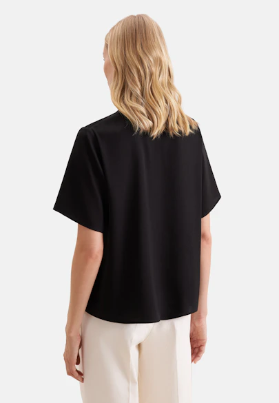 Blusenshirt mit V- Neck aus Satin in Schwarz |  Seidensticker Onlineshop