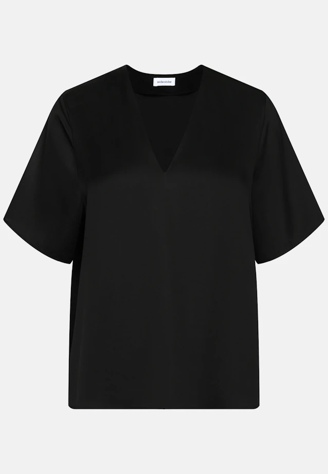 Blouse shirt with V-neck made of satin in Schwarz |  Seidensticker Onlineshop