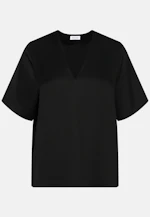 Blouse shirt with V-neck made of satin in Schwarz |  Seidensticker Onlineshop