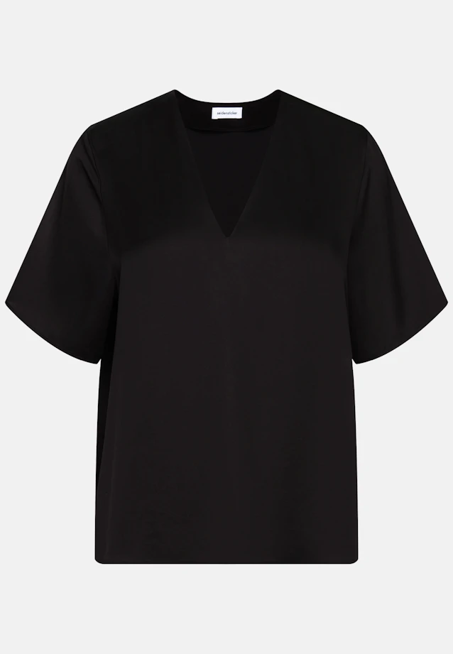 Blusenshirt mit V- Neck aus Satin in Schwarz |  Seidensticker Onlineshop