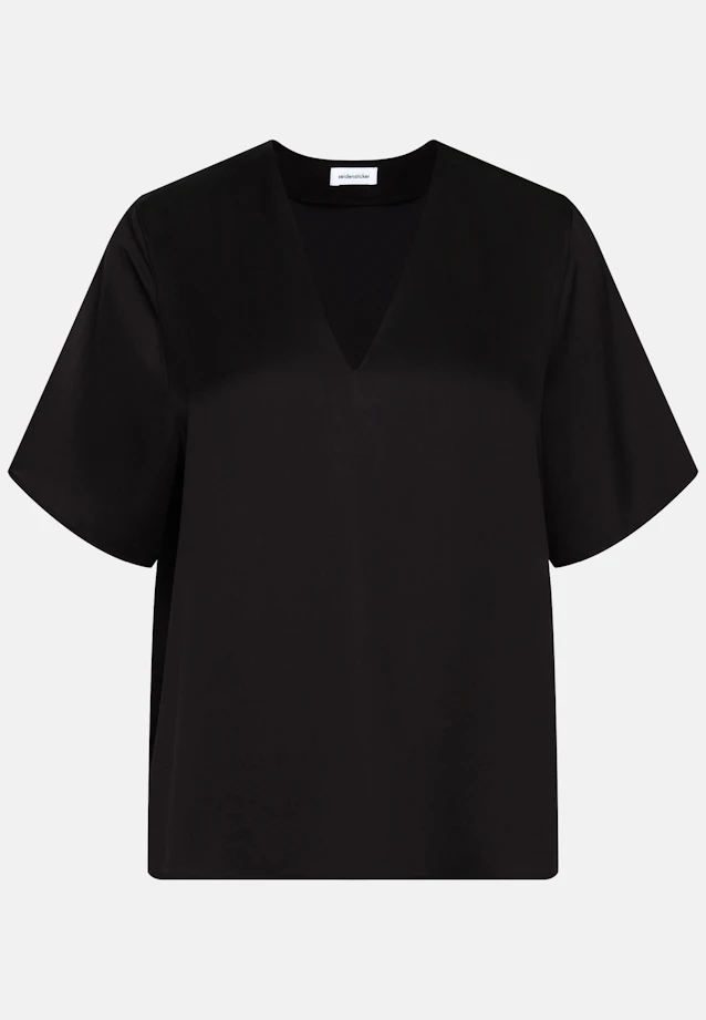 Blouse shirt with V-neck made of satin in Schwarz |  Seidensticker Onlineshop