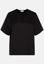 Blouse shirt with V-neck made of satin in Schwarz |  Seidensticker Onlineshop