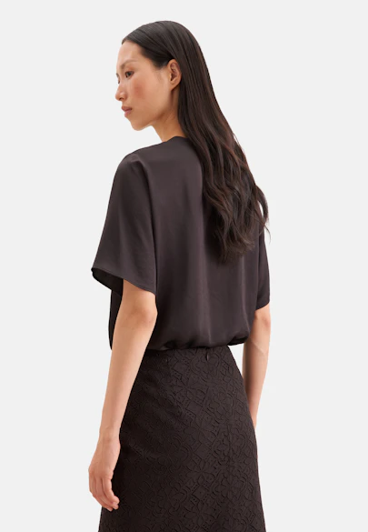 Blusenshirt mit V- Neck aus Satin in Braun |  Seidensticker Onlineshop