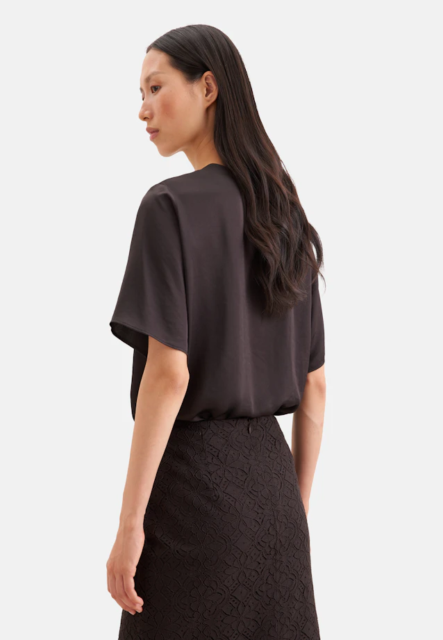 Blusenshirt mit V- Neck aus Satin in Braun |  Seidensticker Onlineshop