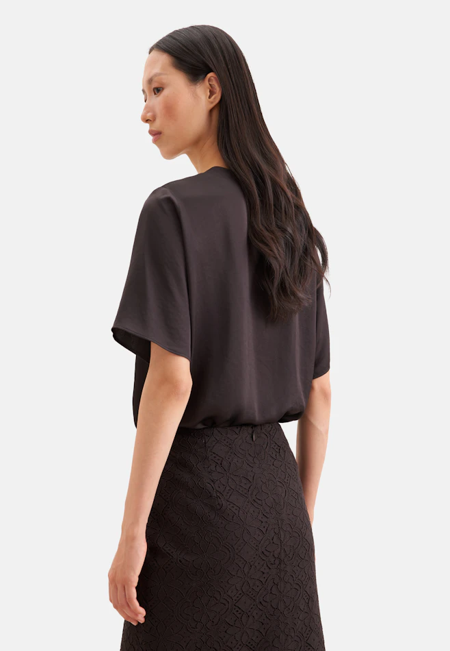 Blusenshirt mit V- Neck aus Satin in Braun | Seidensticker Onlineshop