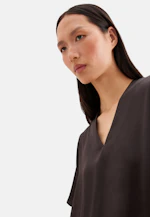 Blusenshirt mit V- Neck aus Satin in Braun |  Seidensticker Onlineshop