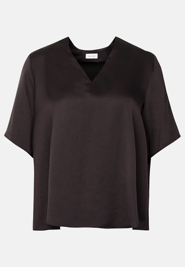 Blouse shirt with V-neck made of satin in Braun |  Seidensticker Onlineshop