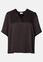 Blouse shirt with V-neck made of satin in Braun |  Seidensticker Onlineshop