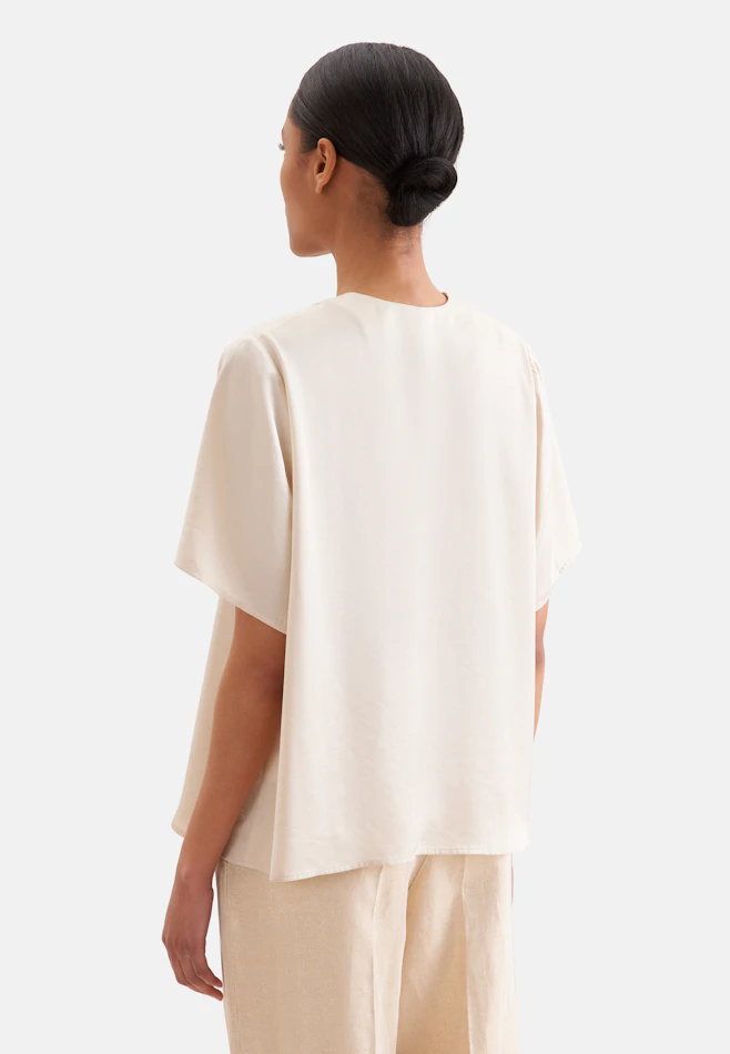 Blusenshirt mit V- Neck aus Satin in Weiß | Seidensticker Onlineshop