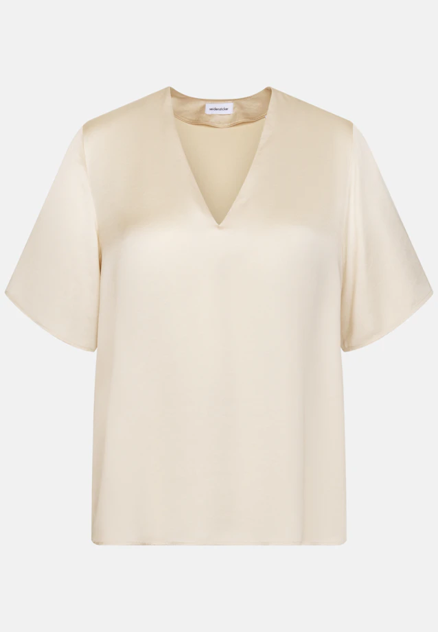 Blouse shirt with V-neck made of satin in Weiß |  Seidensticker Onlineshop