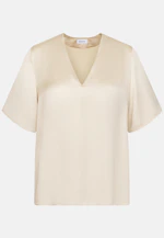 Blouse shirt with V-neck made of satin in Weiß |  Seidensticker Onlineshop