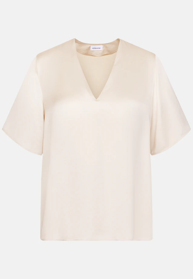 Blouse shirt with V-neck made of satin in Weiß |  Seidensticker Onlineshop