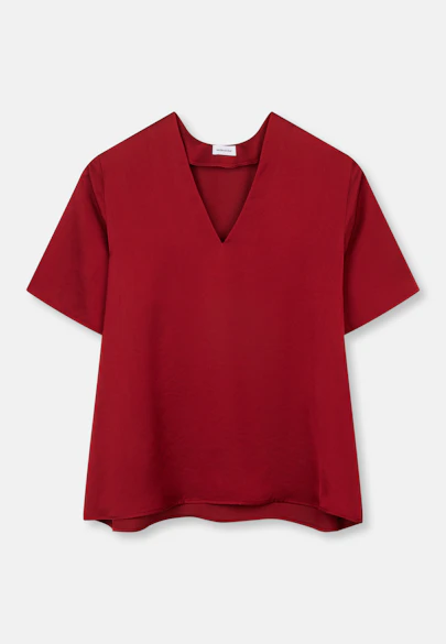 Blusenshirt mit V- Neck aus Satin in Rot |  Seidensticker Onlineshop