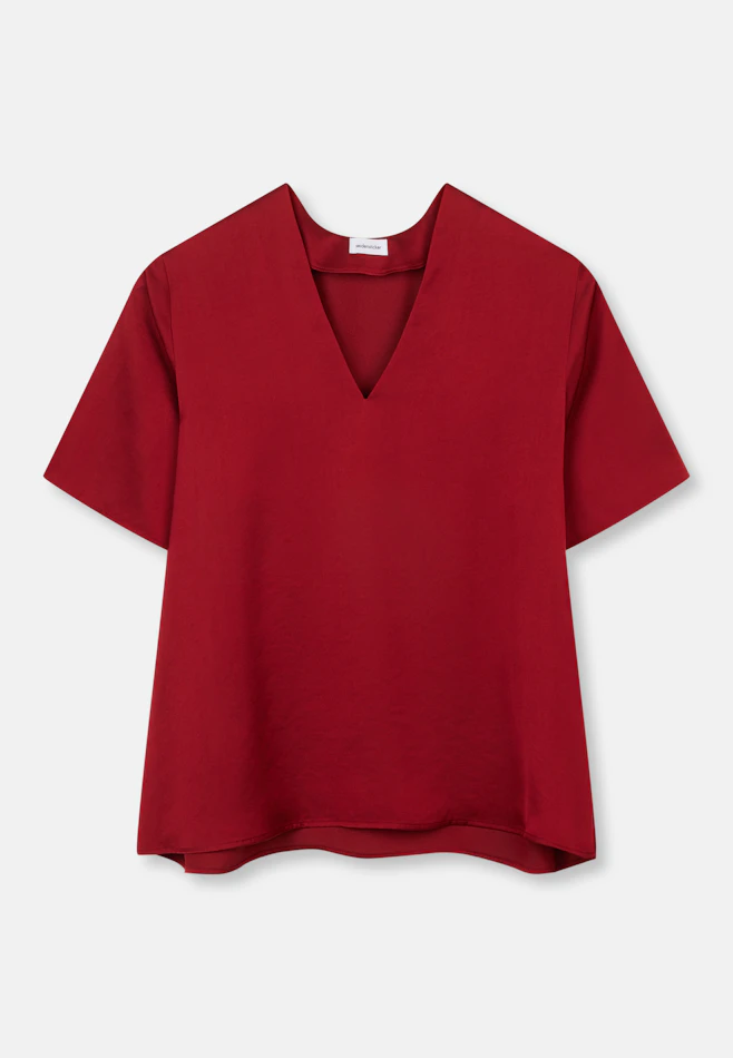 Blusenshirt mit V- Neck aus Satin in Rot | Seidensticker Onlineshop
