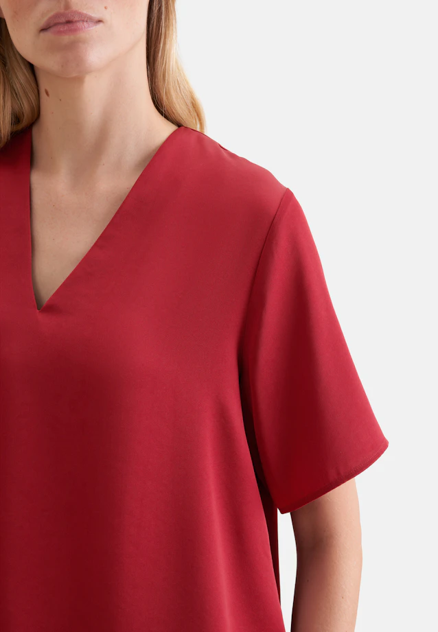 Blusenshirt mit V- Neck aus Satin in Rot |  Seidensticker Onlineshop