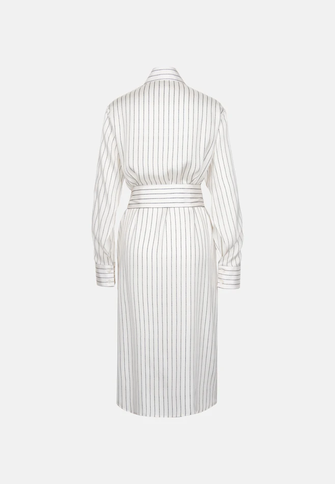 Satiniertes Hemdblusenkleid mit hohen Ärmelschlitzen in Weiß | Seidensticker Onlineshop