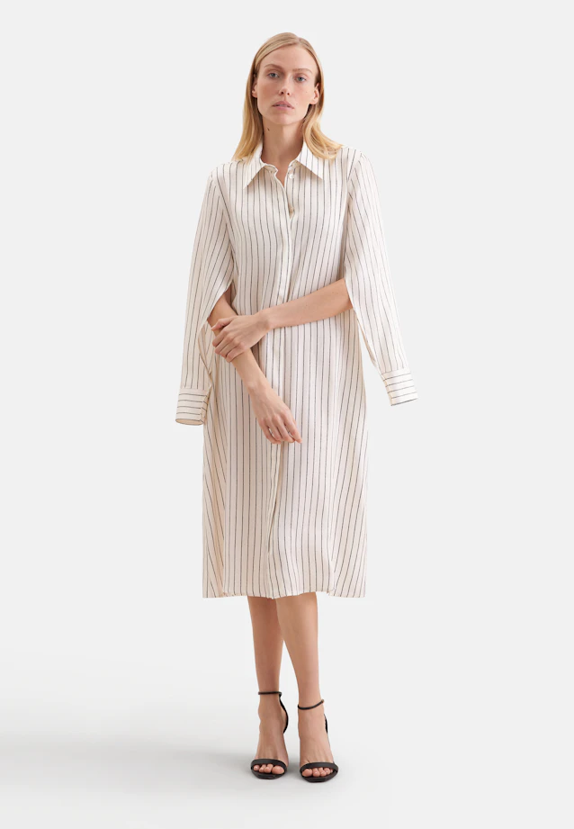 Satin shirt dress with high sleeve slits in Weiß |  Seidensticker Onlineshop