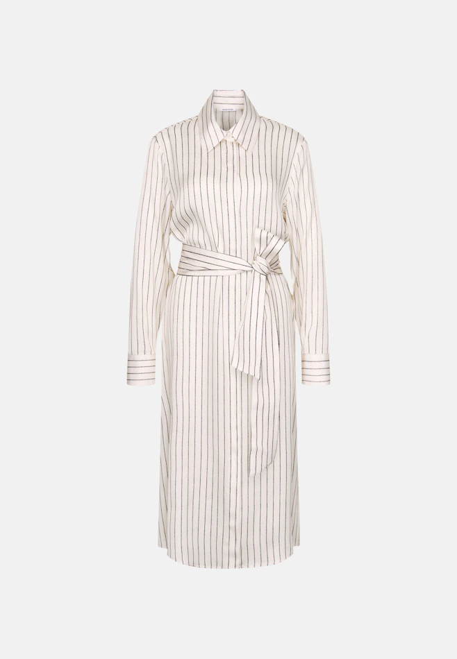 Satiniertes Hemdblusenkleid mit hohen Ärmelschlitzen in Weiß | Seidensticker Onlineshop