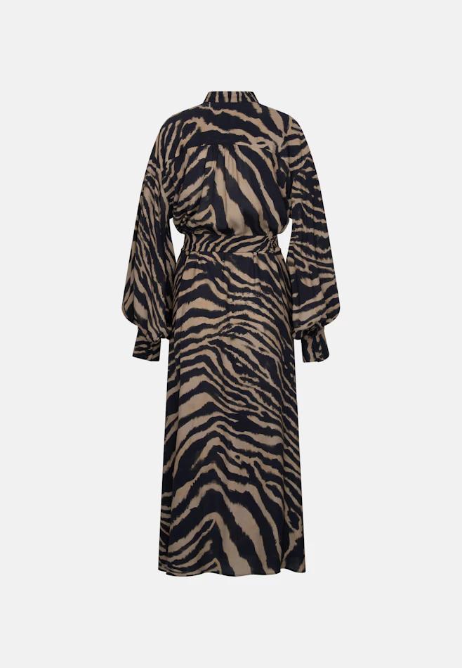 Stehkragenkleid mit Taillengürtel und hohen Manschetten in Braun | Seidensticker Onlineshop