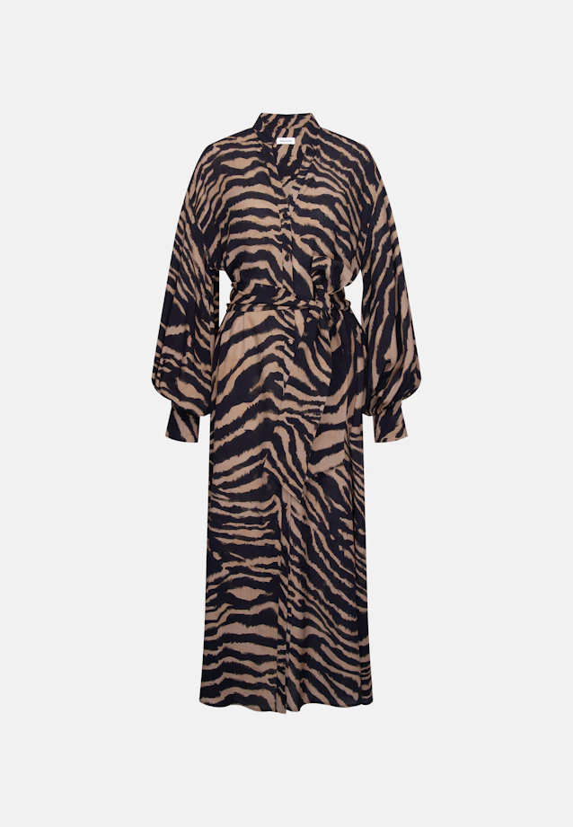 Stand-up collar dress with waist belt and high cuffs in Braun |  Seidensticker Onlineshop