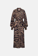 Stehkragenkleid mit Taillengürtel und hohen Manschetten in Braun |  Seidensticker Onlineshop