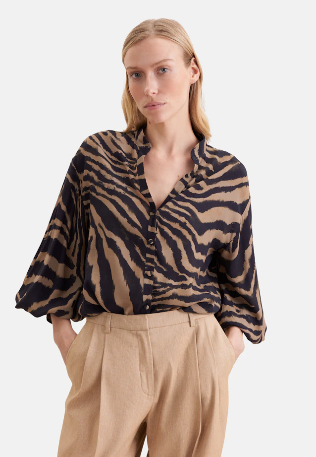 High Collar Blouse with High Cuffs in Braun |  Seidensticker Onlineshop