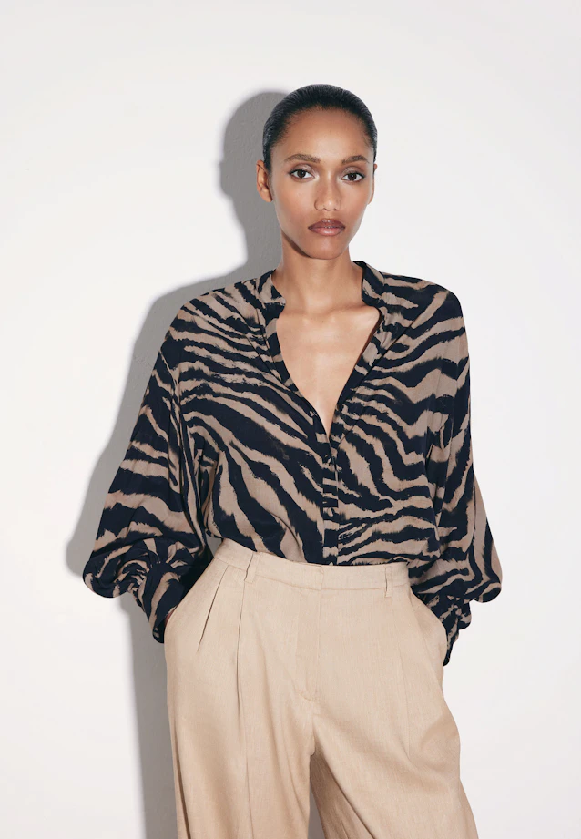 High Collar Blouse with High Cuffs in Braun |  Seidensticker Onlineshop