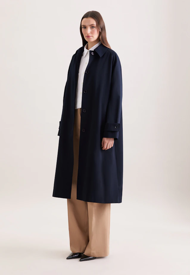 Cotton twill carcoat in Dunkelblau |  Seidensticker Onlineshop