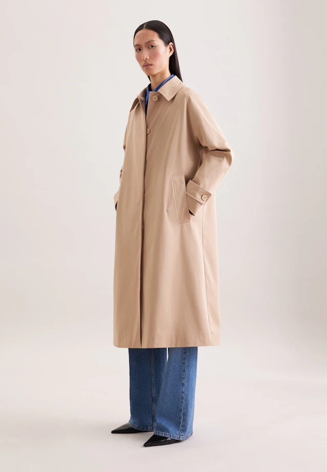 Cotton twill carcoat in Beige |  Seidensticker Onlineshop