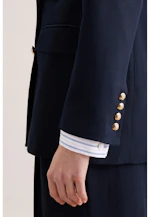 Zweireihiger Blazer mit Pattentaschen aus Baumwolltwill in Dunkelblau |  Seidensticker Onlineshop