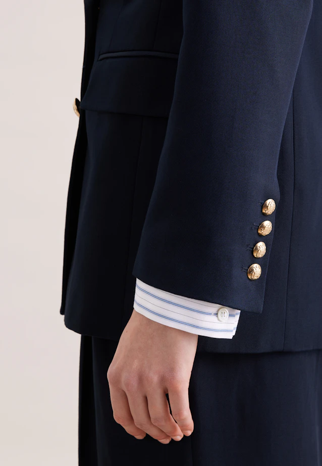 Double-breasted blazer with flap pockets in cotton twill in Dunkelblau |  Seidensticker Onlineshop